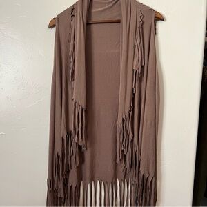 Shawl Dawls Taupe/Brown Fringe Western Shawl One Size